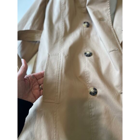 Talbots Double Breasted Trench Coat NWOT Sz M Belted Lined Tan Classic Timeless - Picture 10 of 15